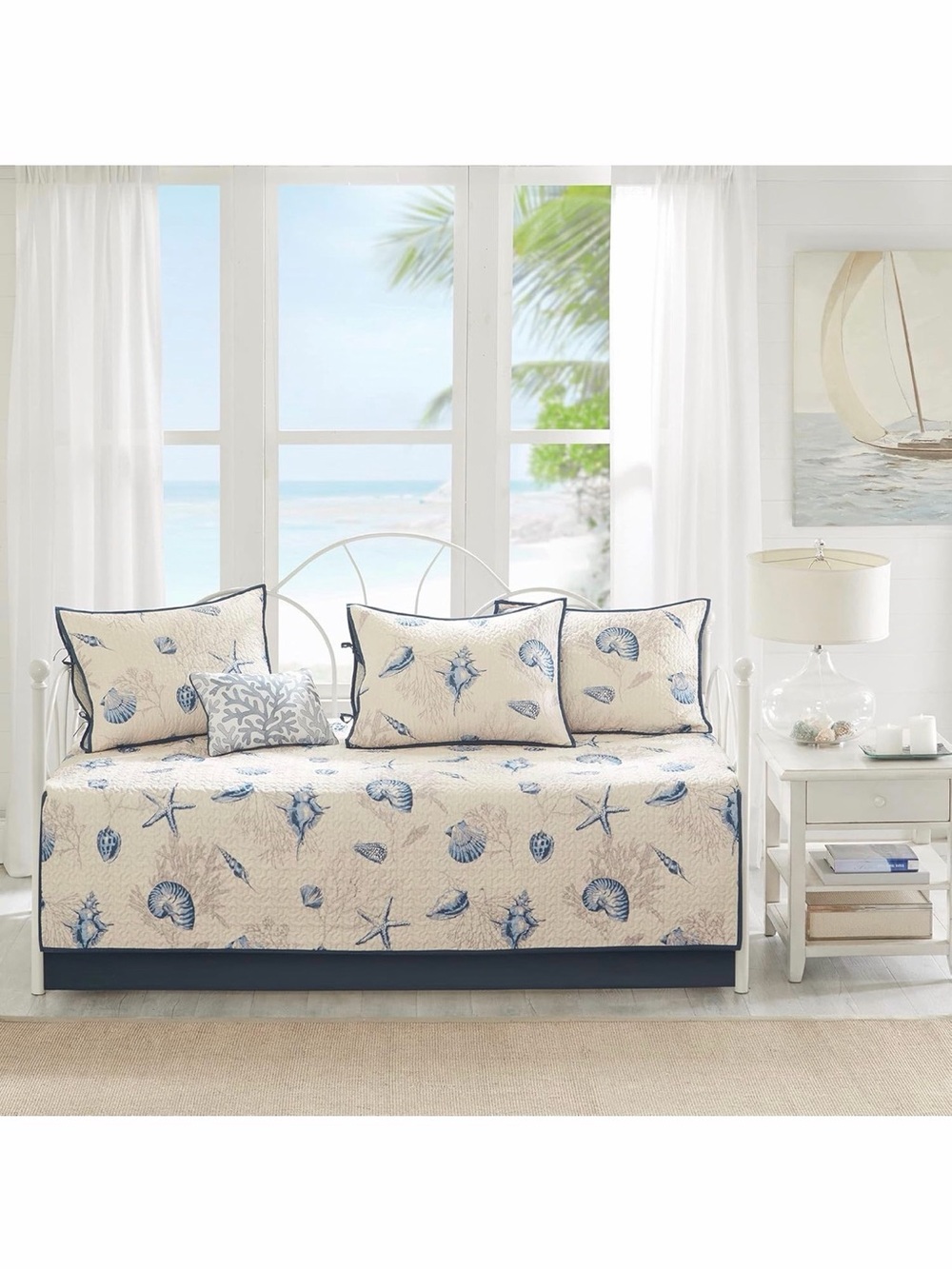 Madison Park Bayside Seashell🐚Blue 6 Piece Day Bed🛏️Cover Set
